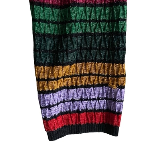 Uterque Knit Striped Open Shoulder Multicolor Sweater Round Neck S Long Sleeve - Picture 6 of 8